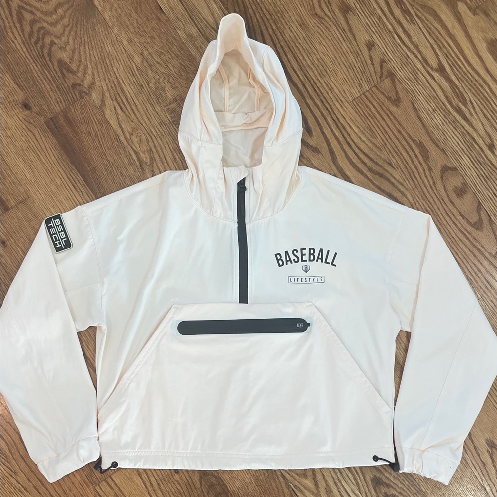 Baseball Pullover Hoodie - Cream